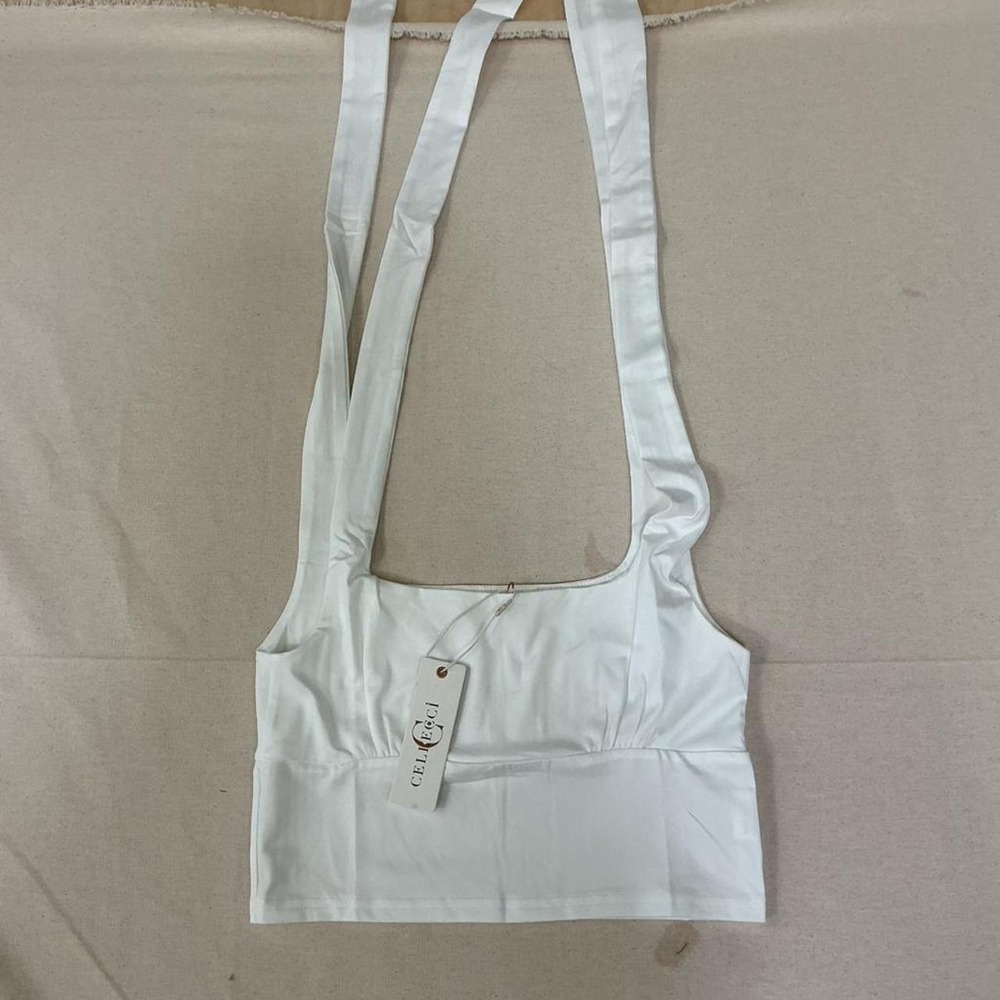 CELLECCI white halter crop‎ top